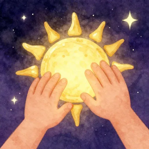 The creator god Amma shaping the sun like pottery.