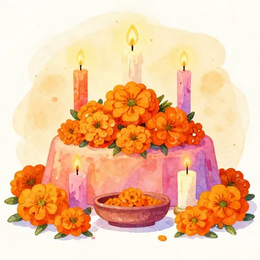 Un autel coloré du Jour des Morts mexicain.