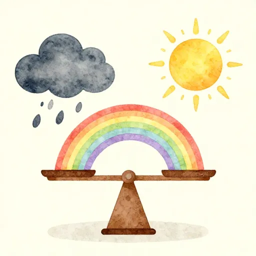 A balance scale representing the Golden Mean.