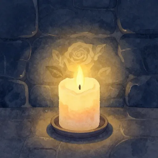 A candle glowing in a dark room, symbolizing hope in a difficult place.