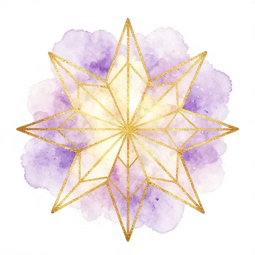 A golden nine-pointed star symbol.
