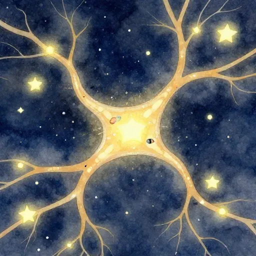 Glowing neurons connected like a map of stars