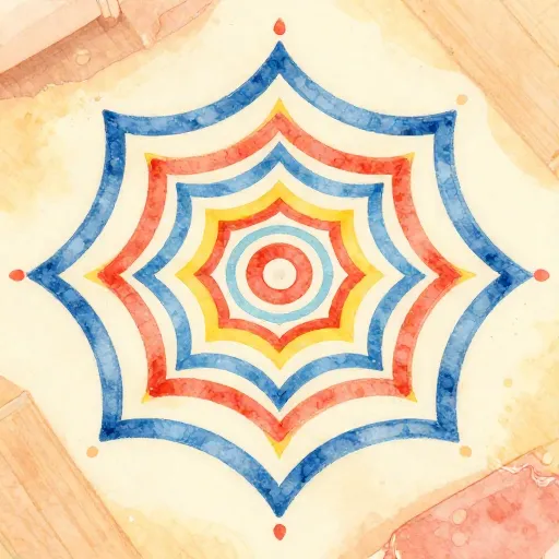 A beautiful, colorful sand mandala being created by hand.