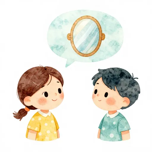 Two children practicing listening to each other.