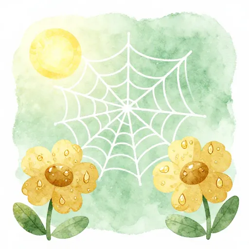 Une magnifique toile d'araignée couverte de rosée représentant la connexion.