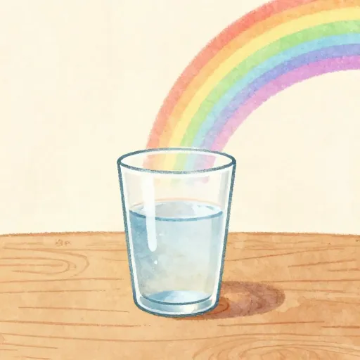 Une illustration d'un prisme séparant la lumière en un arc-en-ciel.