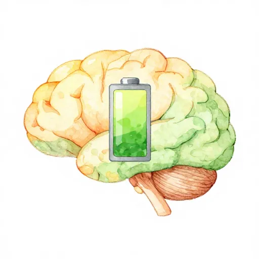 Une illustration d'un cerveau avec une batterie.