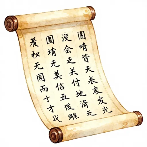 An ancient Chinese scroll with calligraphic characters.