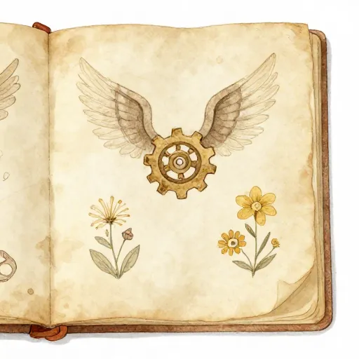 An open notebook filled with scientific and artistic sketches