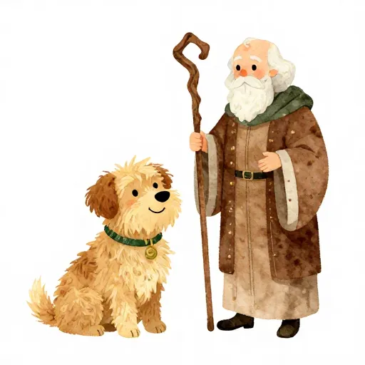 A scruffy, friendly dog symbolizing the Cynic philosophy.