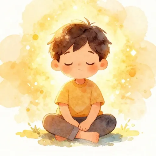 A child practicing a kindness meditation.