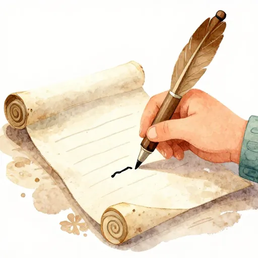 A hand writing on an ancient scroll.