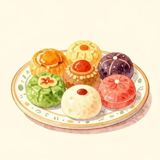 A platter of traditional Eid desserts from different cultures.