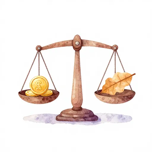 A balance scale representing the Middle Way.
