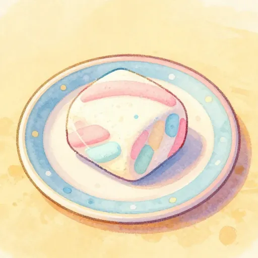 A fluffy marshmallow on a plate.