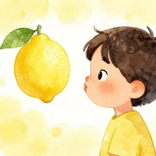 A child mimicking the expression of a picture they are looking at.