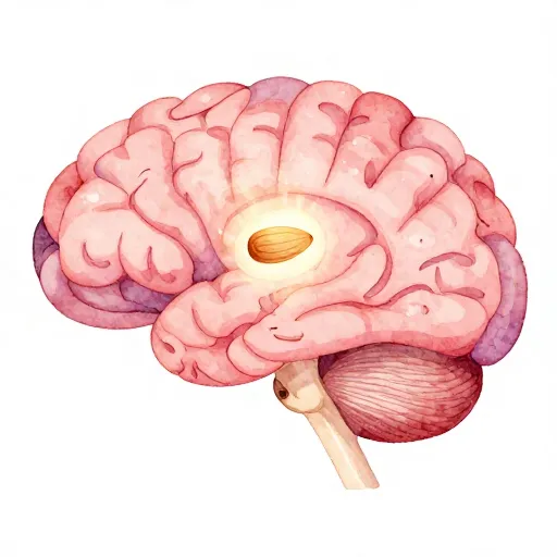 Illustration of the amygdala in the human brain.