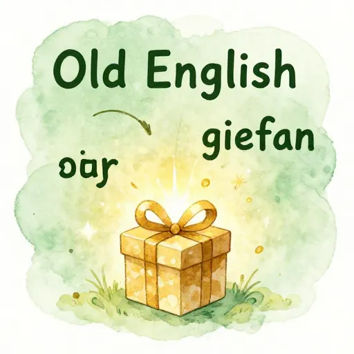 Watercolor illustration of words turning into a glowing gift