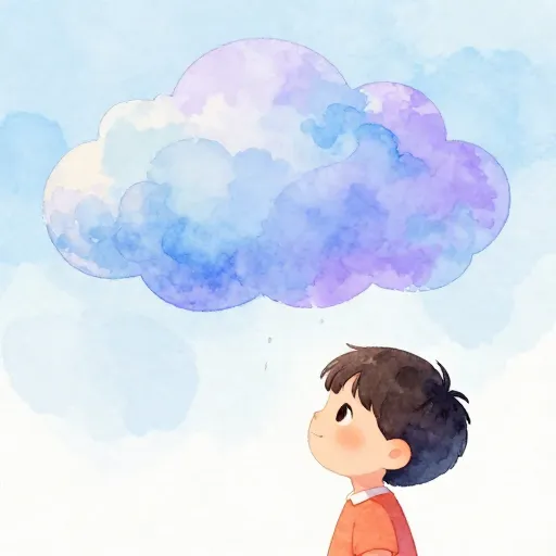Un enfant qui regarde les nuages.