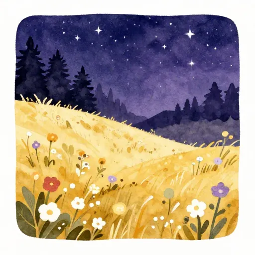 A landscape split between day and night.