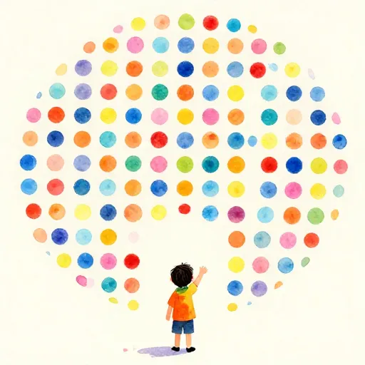 A person looking at pointillist art.