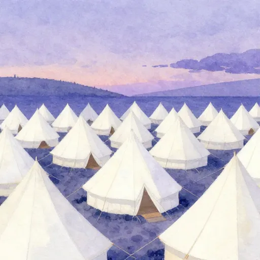 A vast city of white tents in the valley of Mina
