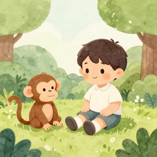 Watercolor illustration of a child practicing calm focus.