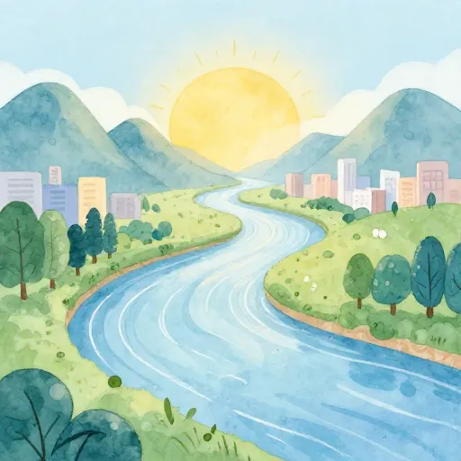 A long river winding through history toward a bright future.