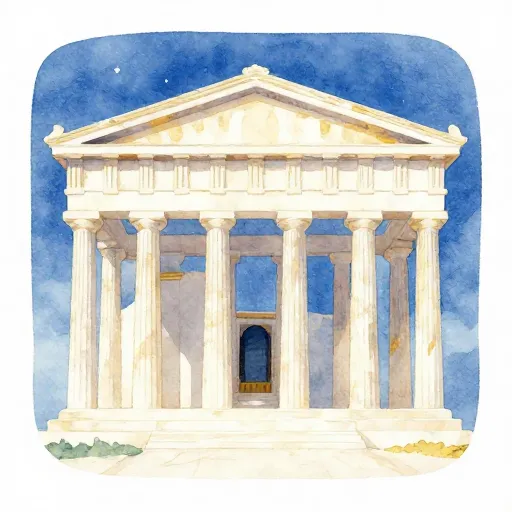 The grand marble pillars of an ancient Greek temple.