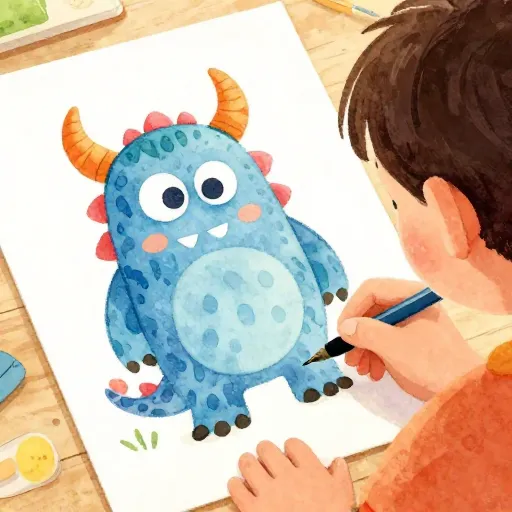 A child being creative with markers and paper.