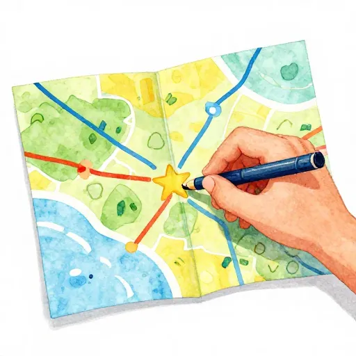 A hand drawing a map with multiple paths to a goal