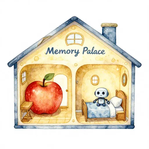 A whimsical illustration of a house used as a memory palace