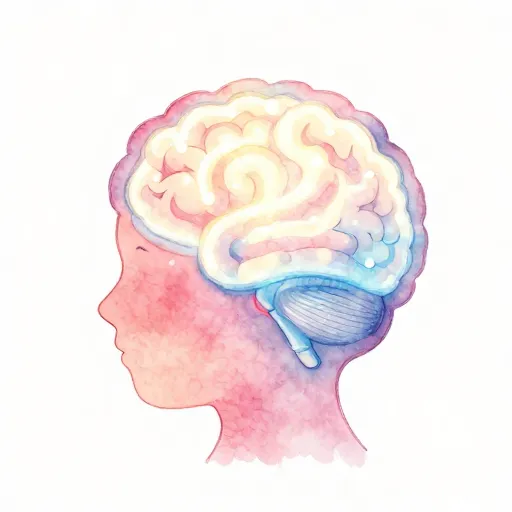 A glowing brain inside a head silhouette