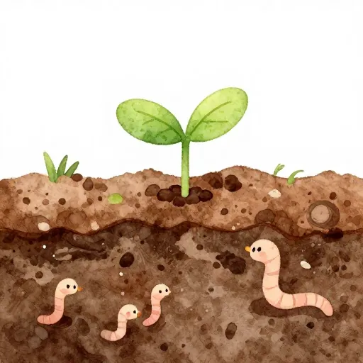 Une illustration d'un jeune plant poussant dans une terre riche.