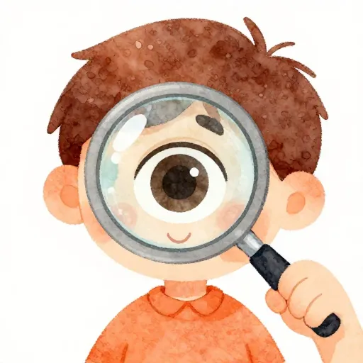 Une illustration en gros plan d'un œil humain avec une loupe.