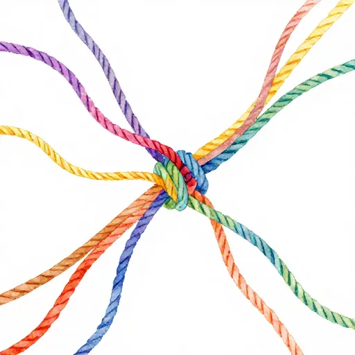 Colorful threads weaving together to represent unity.