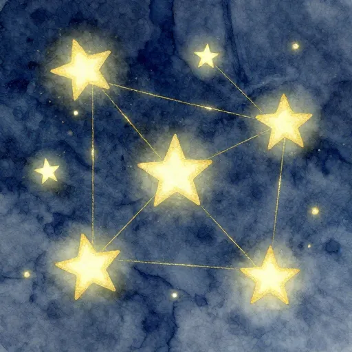 A cosmic representation of brain connections as stars and golden threads.