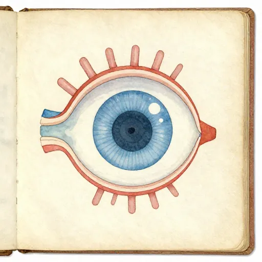 An old medical drawing of a human eye.
