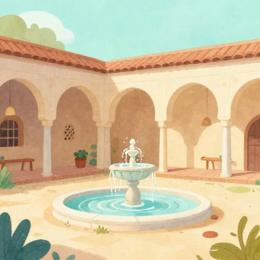 The beautiful courtyard of an ancient university.