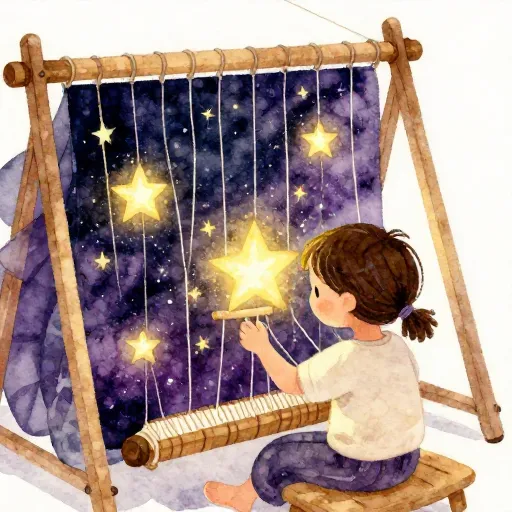 A child weaving a cosmic tapestry