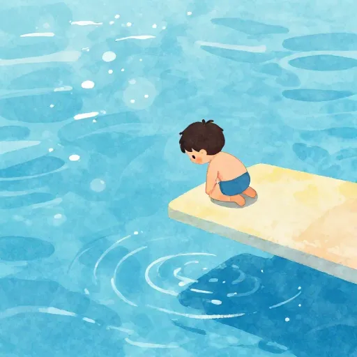 Un niño en un trampolín, representando el momento de la elección.