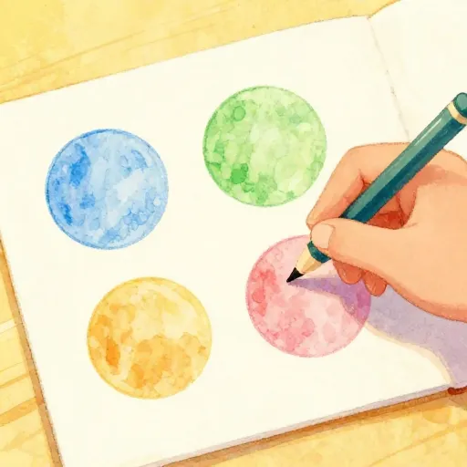 A child drawing a gratitude map with four circles.