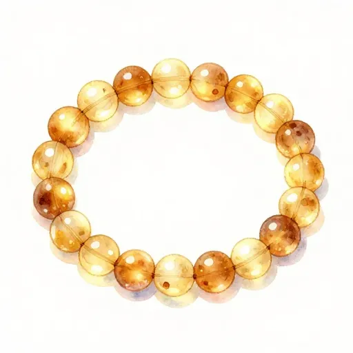 A glowing string of traditional prayer beads.