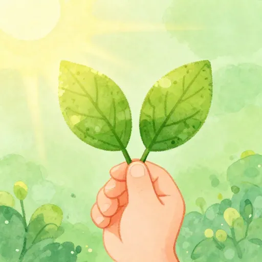 A hand holding two leaves up to the light.