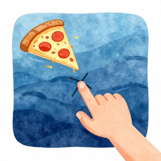 Un enfant biffant le dessin d'une pizza.