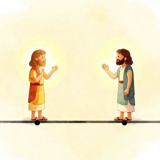 Deux hommes sages sur une frise chronologique.