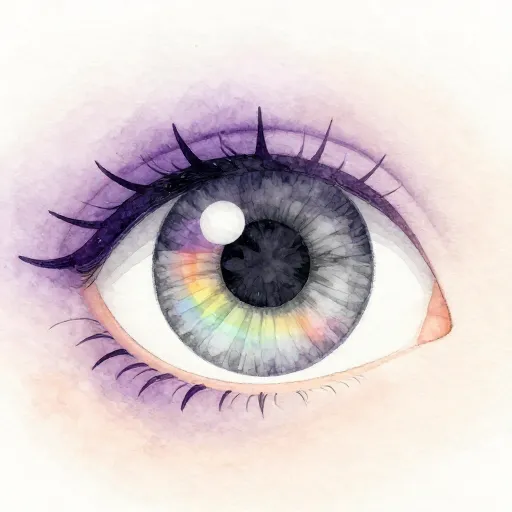 An illustration of an eye reflecting a grayscale world.