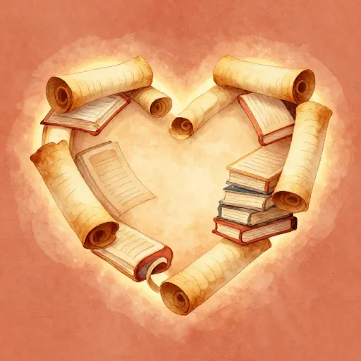 Un corazón hecho de libros y pergaminos.