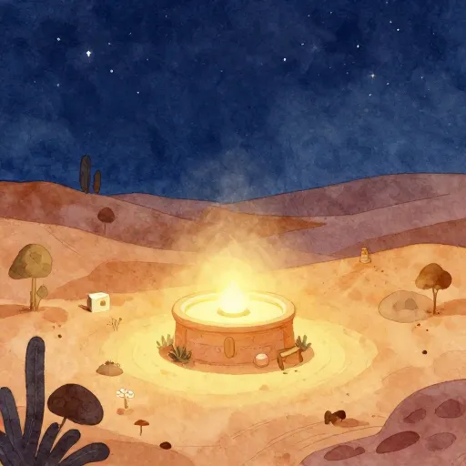 A magical-looking well under a desert sky.