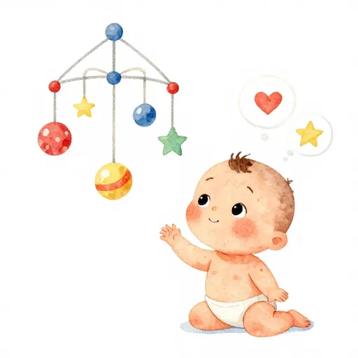 Un bébé pensant avec des bulles de pensée.